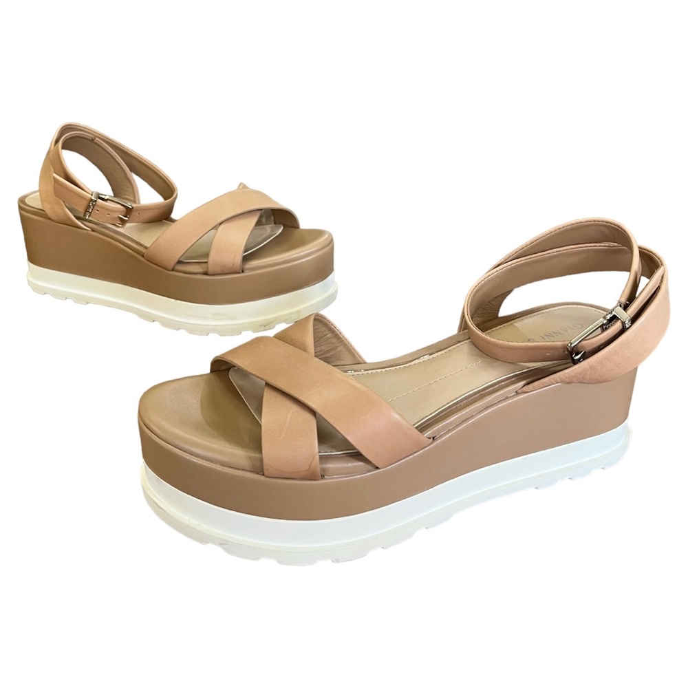 Gianni Bini Nude Dartann Platform Sandals Ankle Strap Size 9